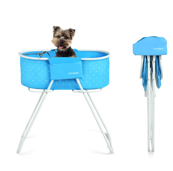 NURXIOVO Elevated Folding Dog Bath Tub and Wash Station for Bathing, Shower, and Grooming, Foldable and Portable, Indoor and Outdoor, Perfect for Small and Medium Size Dogs, Cats and Other Pet