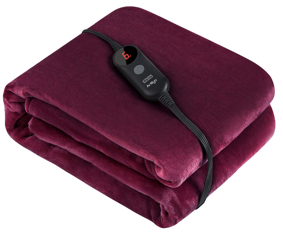 Electric Heated Blanket 50x60 Inch Heated Throw Soft and Comfy Flannel Blanket, with 6 Heating Levels & 5 Hours Auto Off, Fast Heating, Heated Blanket for Home Use -OWF-PJB