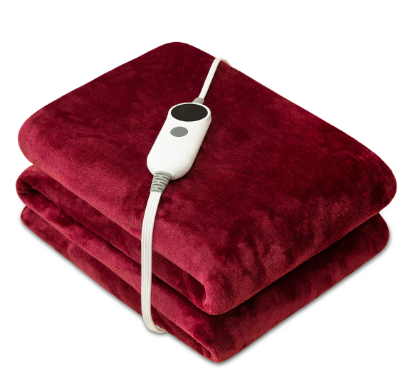 Heated Blankets Electric Throws with Double-Layer Flannel, 6 Heating Levels, 3 Hours Auto-Off, Fast Heat & ETL Certification, Home Office Use & Machine Washable, 50" x 60" | Wine Red | OWF-PJA