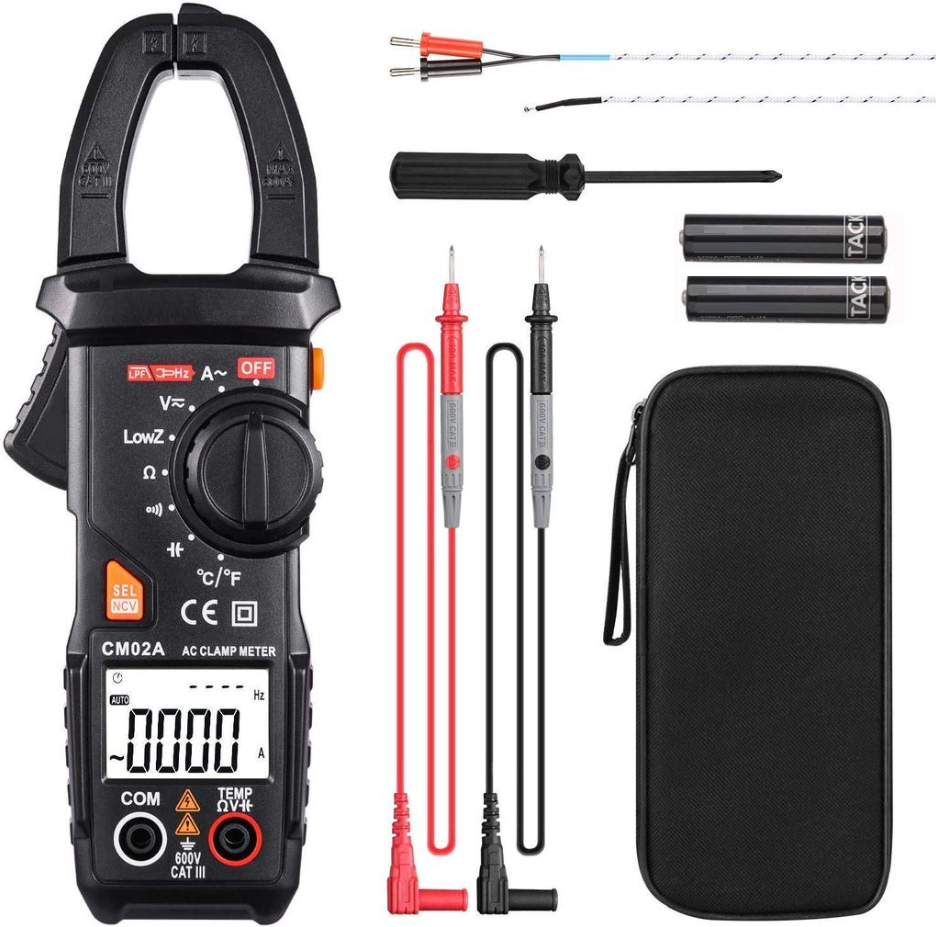 Tacklife Clamp Meter, 6000 Counts Ammeter, Professional Digital Multimeter With Current Ncv Auto Range Test-CM02A