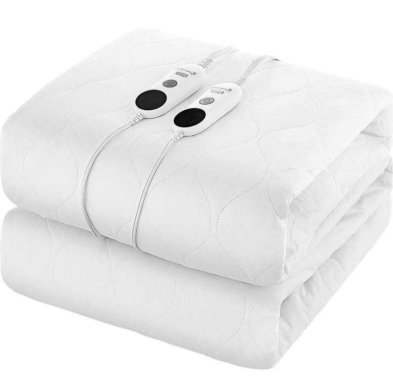 Heated Mattress Pad King Size 76*80in(193*203cm), Quilted Cotton Electric Mattress Pad with Two Heating Digital Controllers, 6 Heat Setting, 9 Hours Auto Shut Off, 50cm Deep All Around Elastic Pocket-OWF-FSK