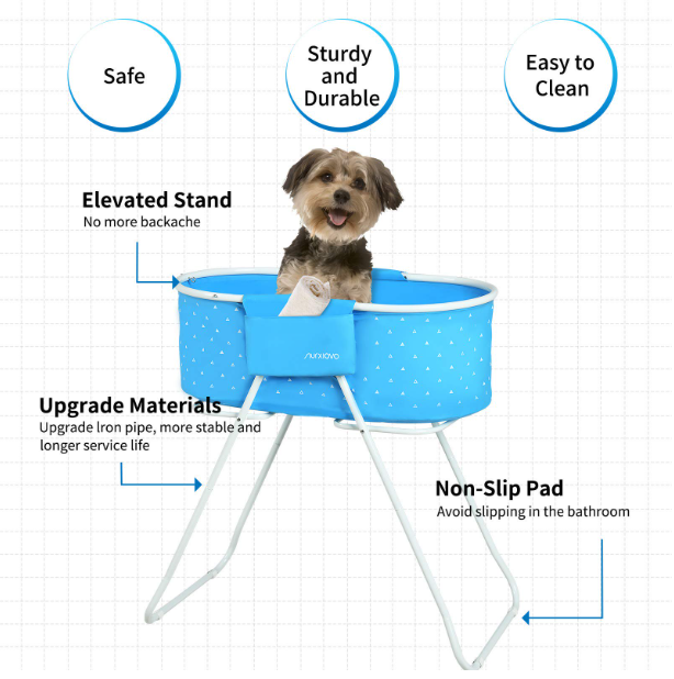 NURXIOVO Elevated Folding Dog Bath Tub and Wash Station for Bathing, Shower, and Grooming, Foldable and Portable, Indoor and Outdoor, Perfect for Small and Medium Size Dogs, Cats and Other Pet