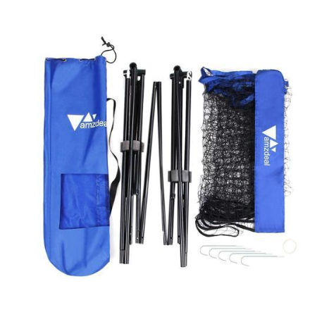 Amzdeal 17ft. Portable Badminton & Volleyball Net Set, for Indoor Outdoor, Blue