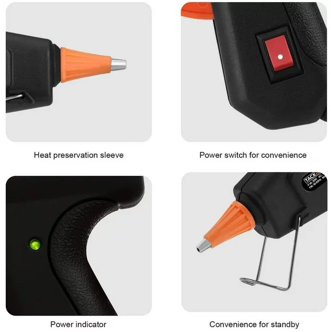 TACKLIFE Mini Hot Glue Gun 20w with 30 Pcs EVA Glue Sticks Flexible Trigger High Temp Overheating Protection and Heating Up Quickly Hot for DIY Small Craft And Quick Repairs-GGO20AC
