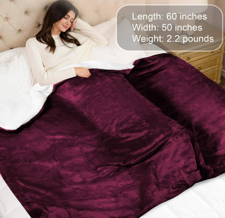 Electric Heated Blanket 50x60 Inch Heated Throw Soft and Comfy Flannel Blanket, with 6 Heating Levels & 5 Hours Auto Off, Fast Heating, Heated Blanket for Home Use -OWF-PJB