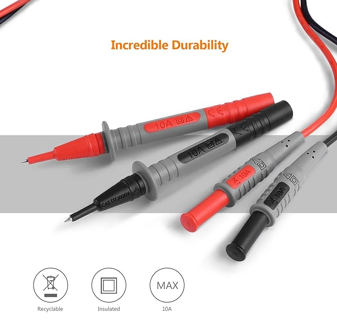 Tacklife METL04 8-piece Multimeter Electronic Test Leads Accessories Kit with Test Extension Alligator Clips Test Probe and Plunger Mini-hooks for Multimeters & Clamp Meters