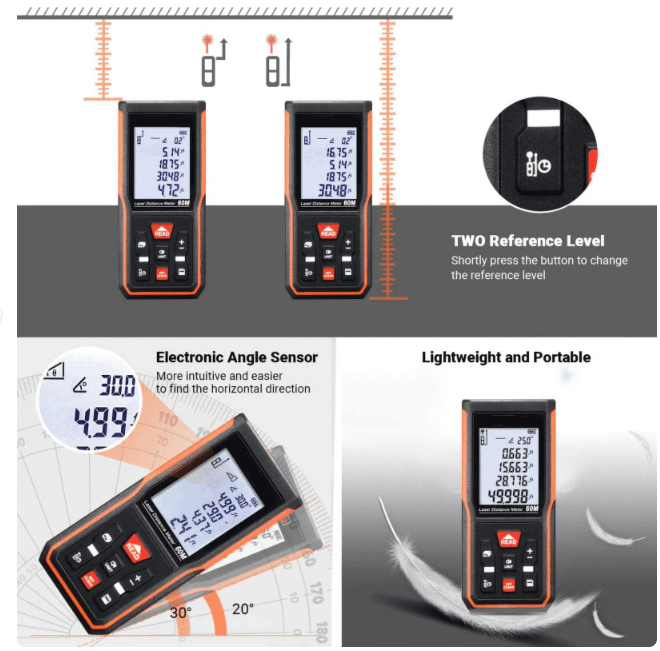 TACKLIFE Laser Rangefinder 60m/197 ft Model-S5-60