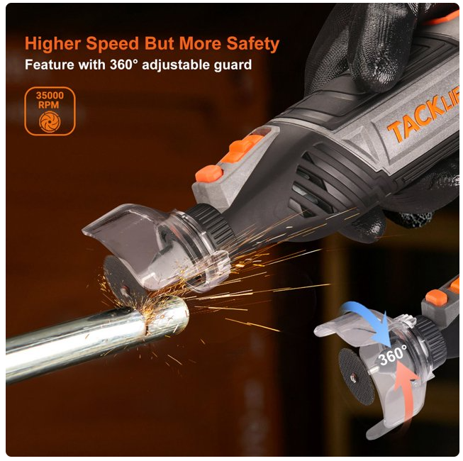 TACKLIFE Rotary Tool Kit, 135W Motor with Variable Speed, 150pcs Rotary Tool Accessories Grey
