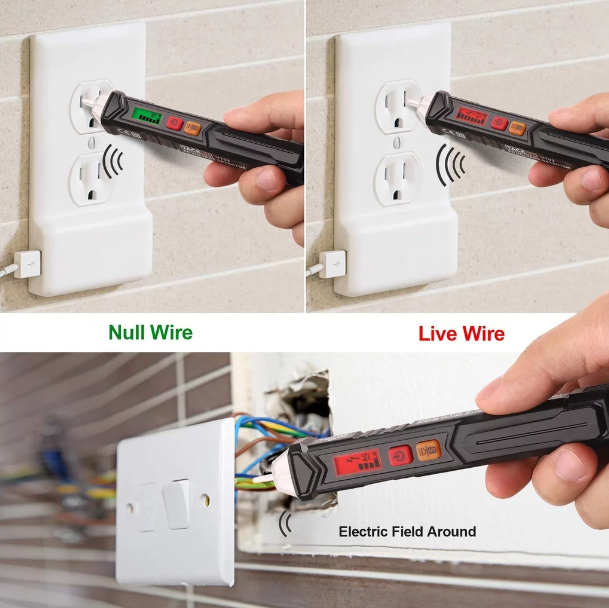 Non-Contact AC Voltage Tester with Adjustable Sensitivity, LCD Display VT02