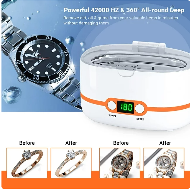 TACKLIFE 600ml Ultrasonic Cleaner, Professional Ultrasonic Jewelry Cleaner 20oz, with Five-Digit Timer -MUC02