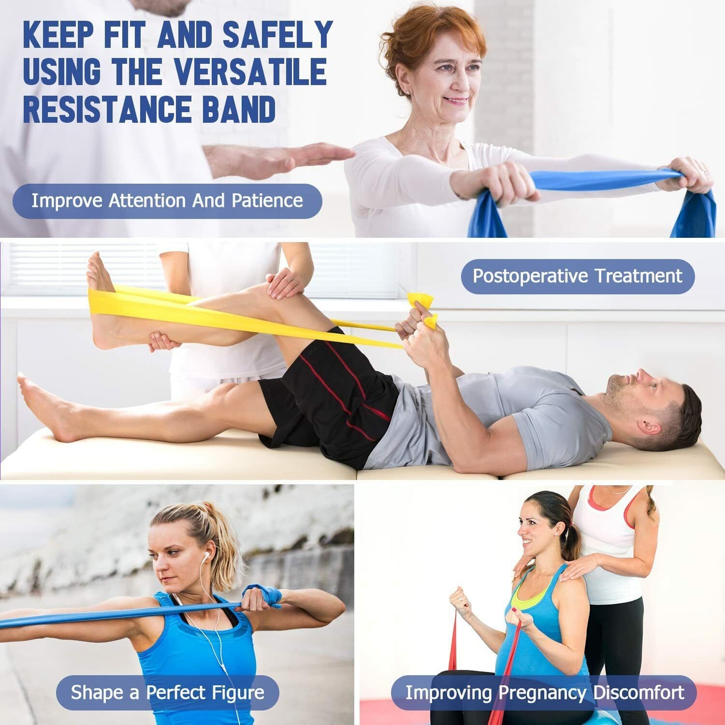 INTEY #INTRB04 3 Bands 59 x 5.9" Yoga Pilates Rehab NEW