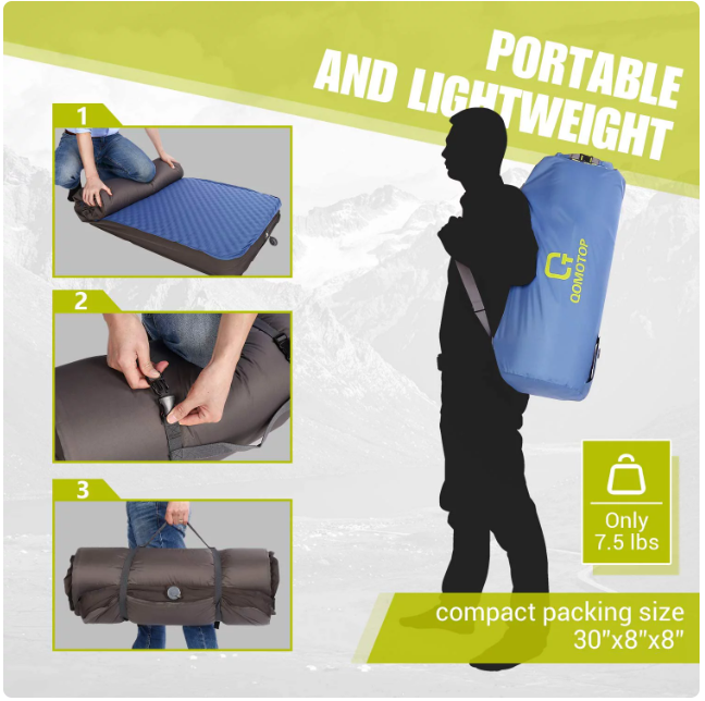 Qomotop QTSID1 Self-Inflating Comfortable Mattress Sleeping Pad