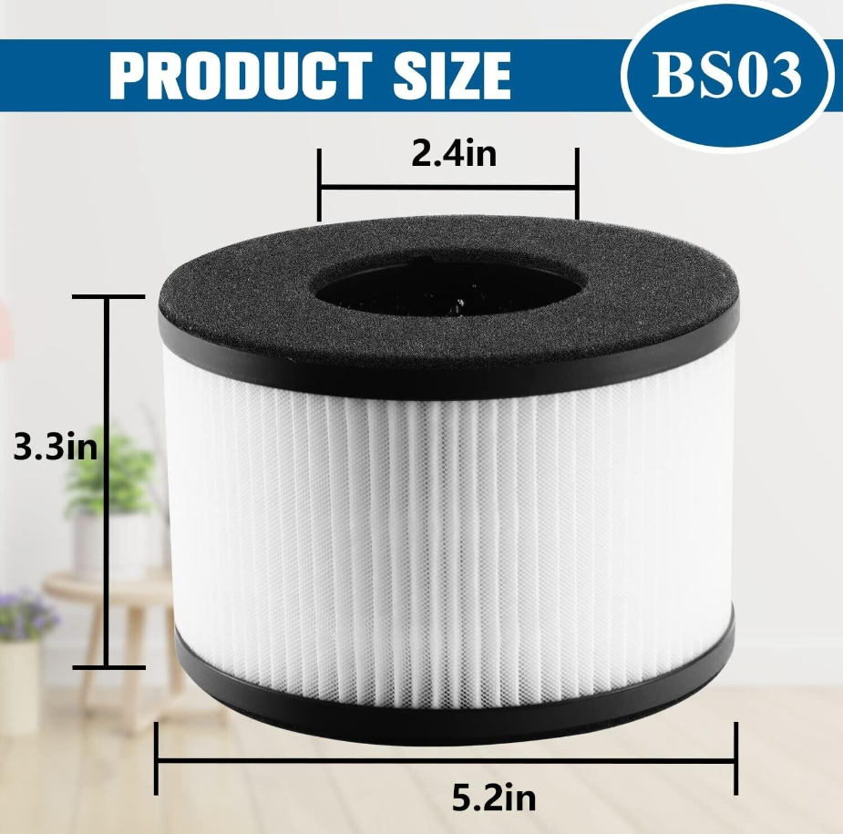 PARTU LW-03 True 3-in-1 HEPA Replacement Filter for PARTU BS-03 Air Purifier and Slevoo BS-03 SINGLE PACK