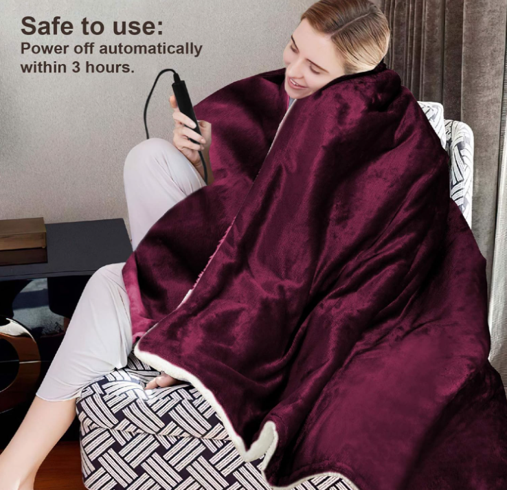 Electric Heated Blanket 50x60 Inch Heated Throw Soft and Comfy Flannel Blanket, with 6 Heating Levels & 5 Hours Auto Off, Fast Heating, Heated Blanket for Home Use -OWF-PJB