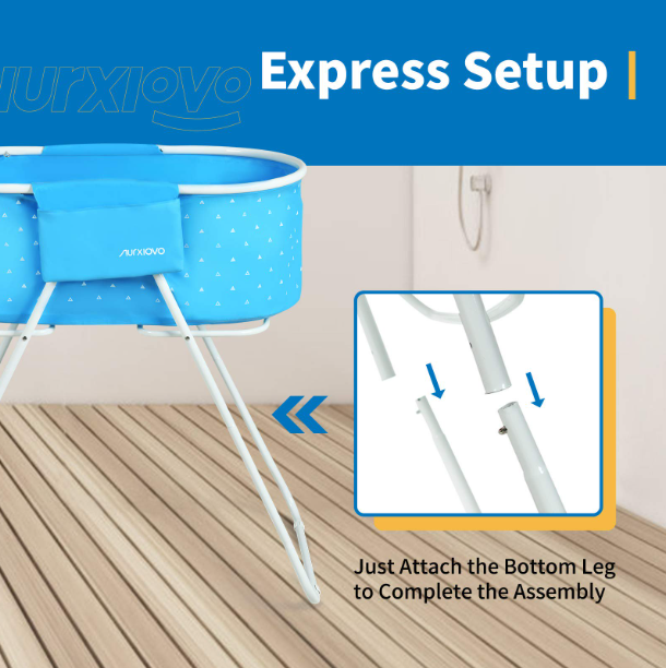 NURXIOVO Elevated Folding Dog Bath Tub and Wash Station for Bathing, Shower, and Grooming, Foldable and Portable, Indoor and Outdoor, Perfect for Small and Medium Size Dogs, Cats and Other Pet