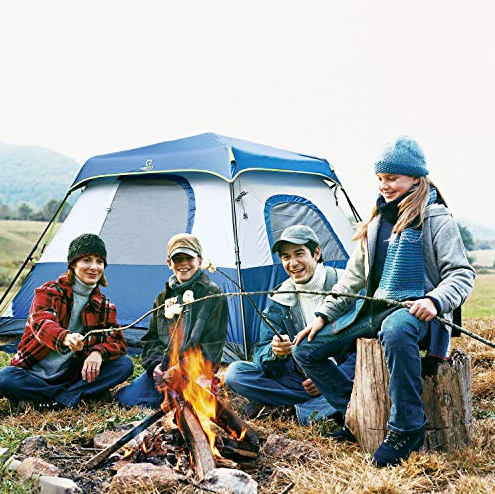 OT QOMOTOP Tents, 4 Person 60 Seconds Set Up Camping Tent, Waterproof Pop Up Tent with Top Rainfly, Instant Cabin Tent, Advanced Venting Design - QTIC04