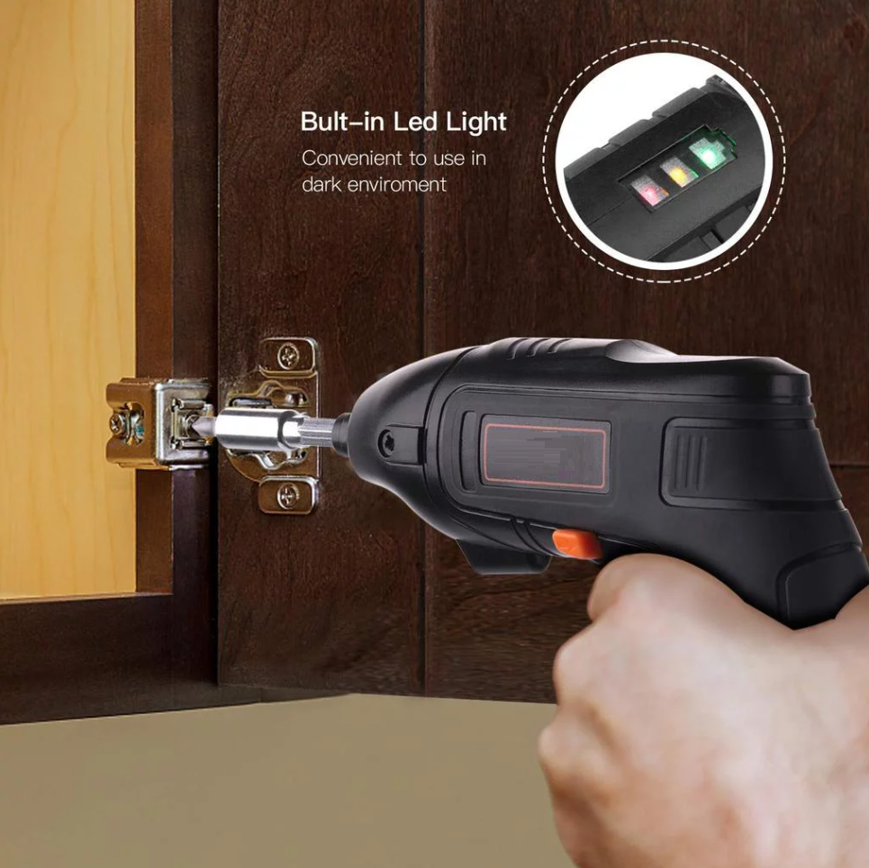 TACKLIFE Electric Cordless Screwdriver Rechargeable with LED Light, 10 Pcs Screwdriver Bits, Power Indicator 3.6V - SDP60DC