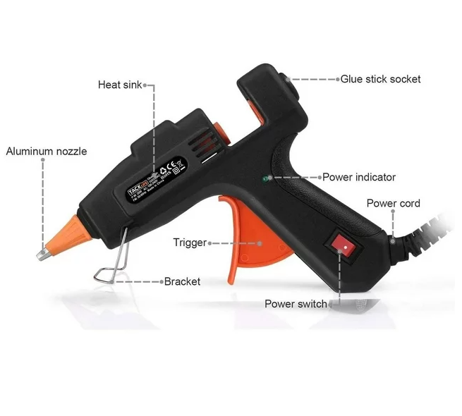 TACKLIFE Mini Hot Glue Gun 20w with 30 Pcs EVA Glue Sticks Flexible Trigger High Temp Overheating Protection and Heating Up Quickly Hot for DIY Small Craft And Quick Repairs-GGO20AC