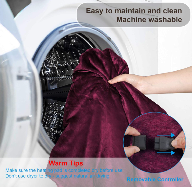 Electric Heated Blanket 50x60 Inch Heated Throw Soft and Comfy Flannel Blanket, with 6 Heating Levels & 5 Hours Auto Off, Fast Heating, Heated Blanket for Home Use -OWF-PJB