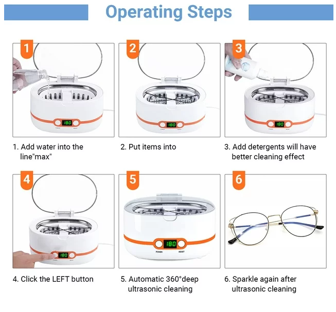 TACKLIFE 600ml Ultrasonic Cleaner, Professional Ultrasonic Jewelry Cleaner 20oz, with Five-Digit Timer -MUC02