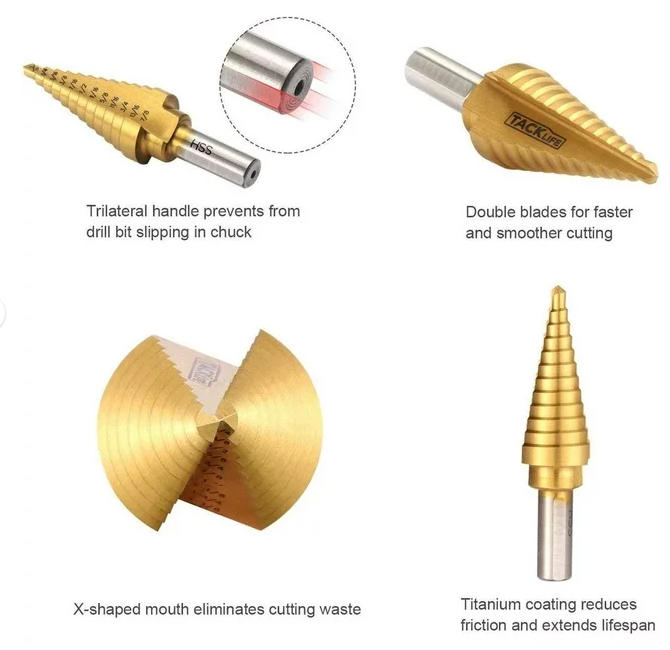 Tacklife Step Drill Bit Set With & Automatic Center Punch, Total 50 Sizes , PDH06A