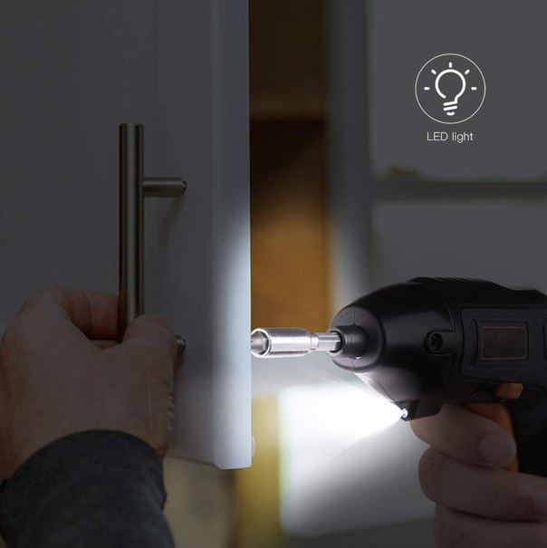 TACKLIFE Electric Cordless Screwdriver Rechargeable with LED Light, 10 Pcs Screwdriver Bits, Power Indicator 3.6V - SDP60DC
