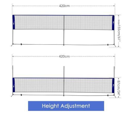 Amzdeal 17ft. Portable Badminton & Volleyball Net Set, for Indoor Outdoor, Blue