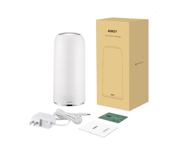 AUKEY LT-T7R Table Lamp RGB Touch-Sensitive Bedside Lamp with Timer Function Dimmable Warm White Light & Color-Changing Light, Night Light with Memory Function for Living Rooms and Bedrooms