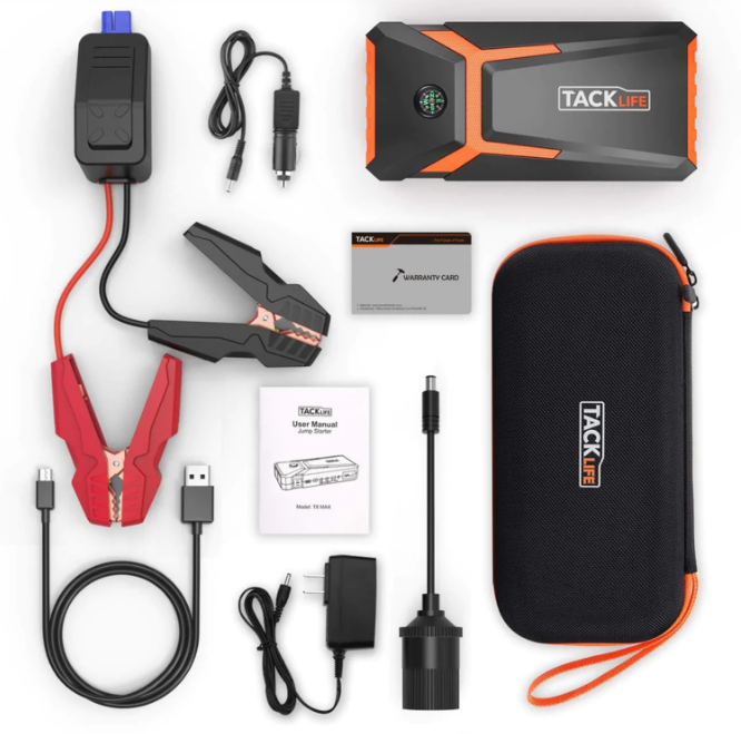 TACKLIFE T8 800A Peak 18000mAh Car Jump Starter up to 7.0L Gas Power Bank Battery