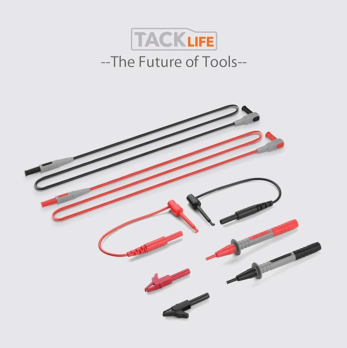 Tacklife METL04 8-piece Multimeter Electronic Test Leads Accessories Kit with Test Extension Alligator Clips Test Probe and Plunger Mini-hooks for Multimeters & Clamp Meters