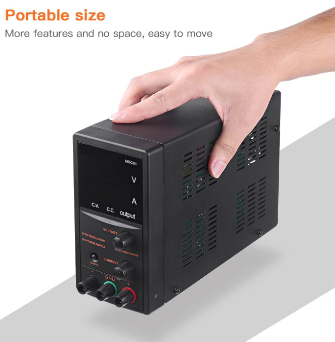 TACKLIFE DC Power Supply Variable, 30V 5A with 4 Digits Display, Course and Fine Adjustments(00.01V, 0.001A)-MDC01
