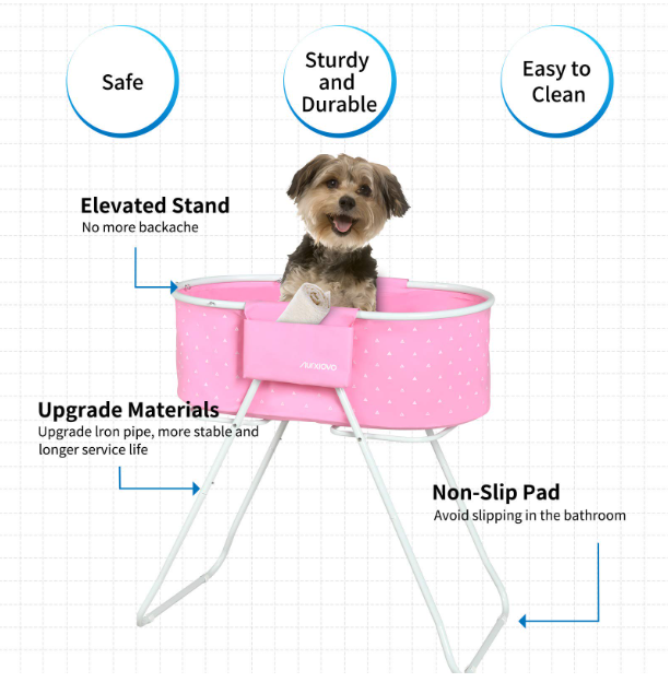 NURXIOVO Elevated Folding Dog Bath Tub and Wash Station for Bathing, Shower, and Grooming, Foldable and Portable, Indoor and Outdoor, Perfect for Small and Medium Size Dogs, Cats and Other Pet