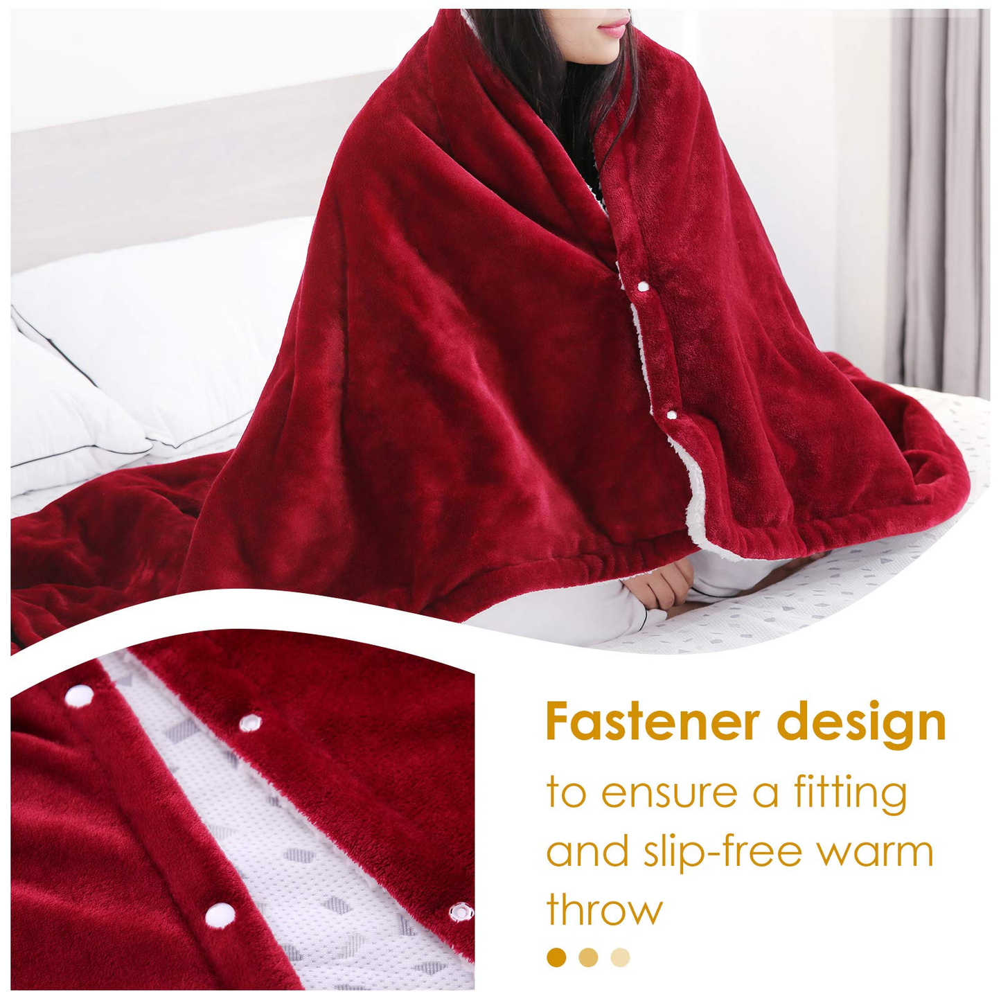 MaxKare Electric Blanket Heated Throw, Blanket 50" x 60", Flannel, Fast Heating, Machine Washable, ETL Certification, with 6 Heating Levels & 5 Hours Auto-Off for Home Office Use