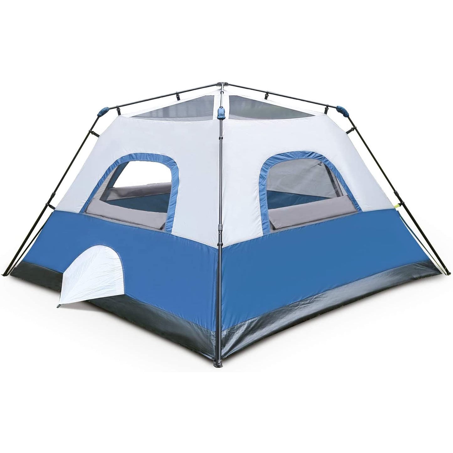 QOMOTOP 6 Person 60 Seconds Set Up Camping Tent, Waterproof Pop Up Tent with Top Rainfly, Instant Cabin Tent, Blue