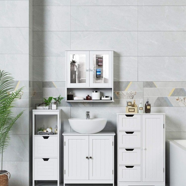 Homfa Bathroom Cabinet Vanity Wall Shelf Storage Cabinet Wash Basin Shower Corner Shelf Sundries Home Furniture Storage