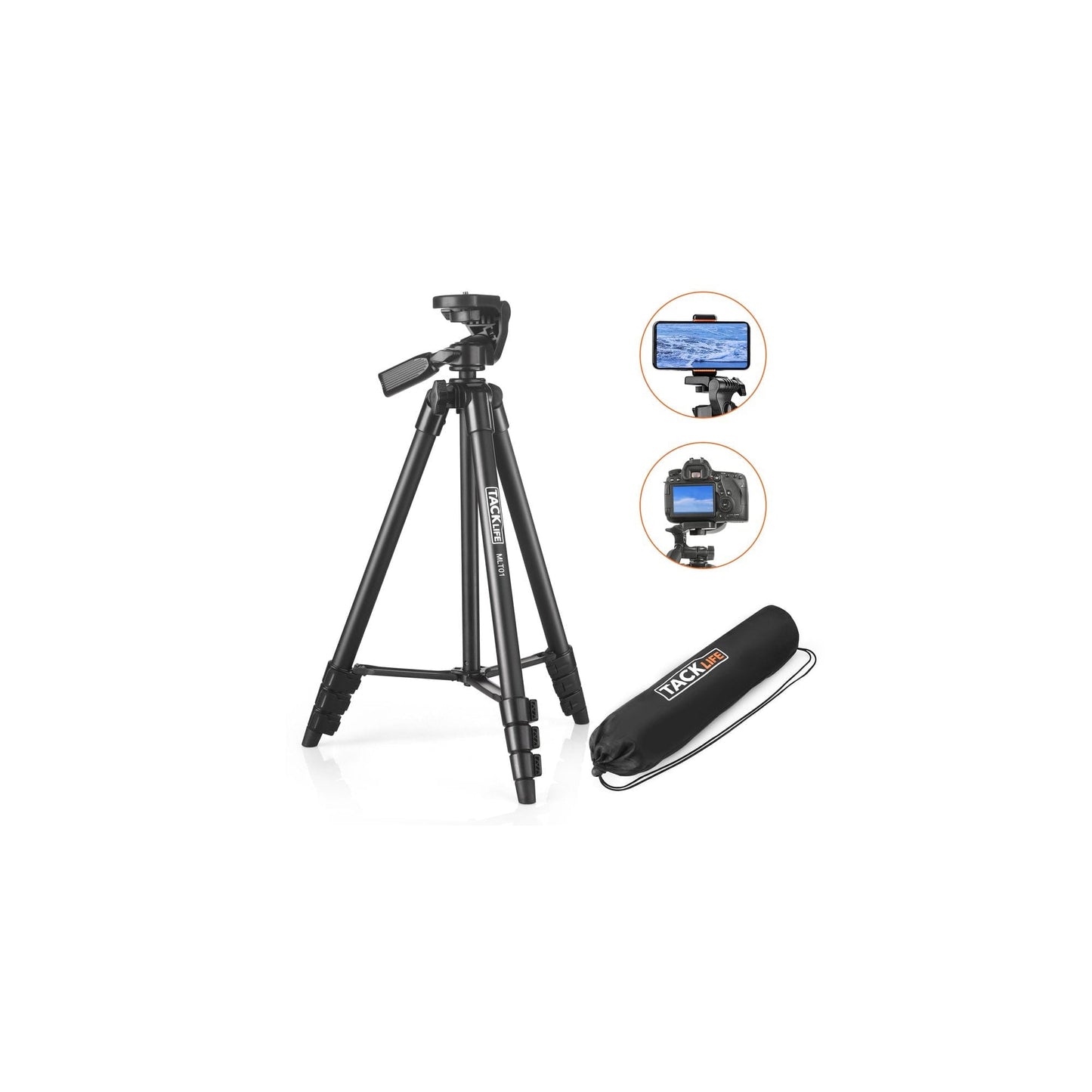TACKLIFE Camera Tripod 55-inch Aluminum Travel /Selfie Phone Lightweight Tripod-MLT01