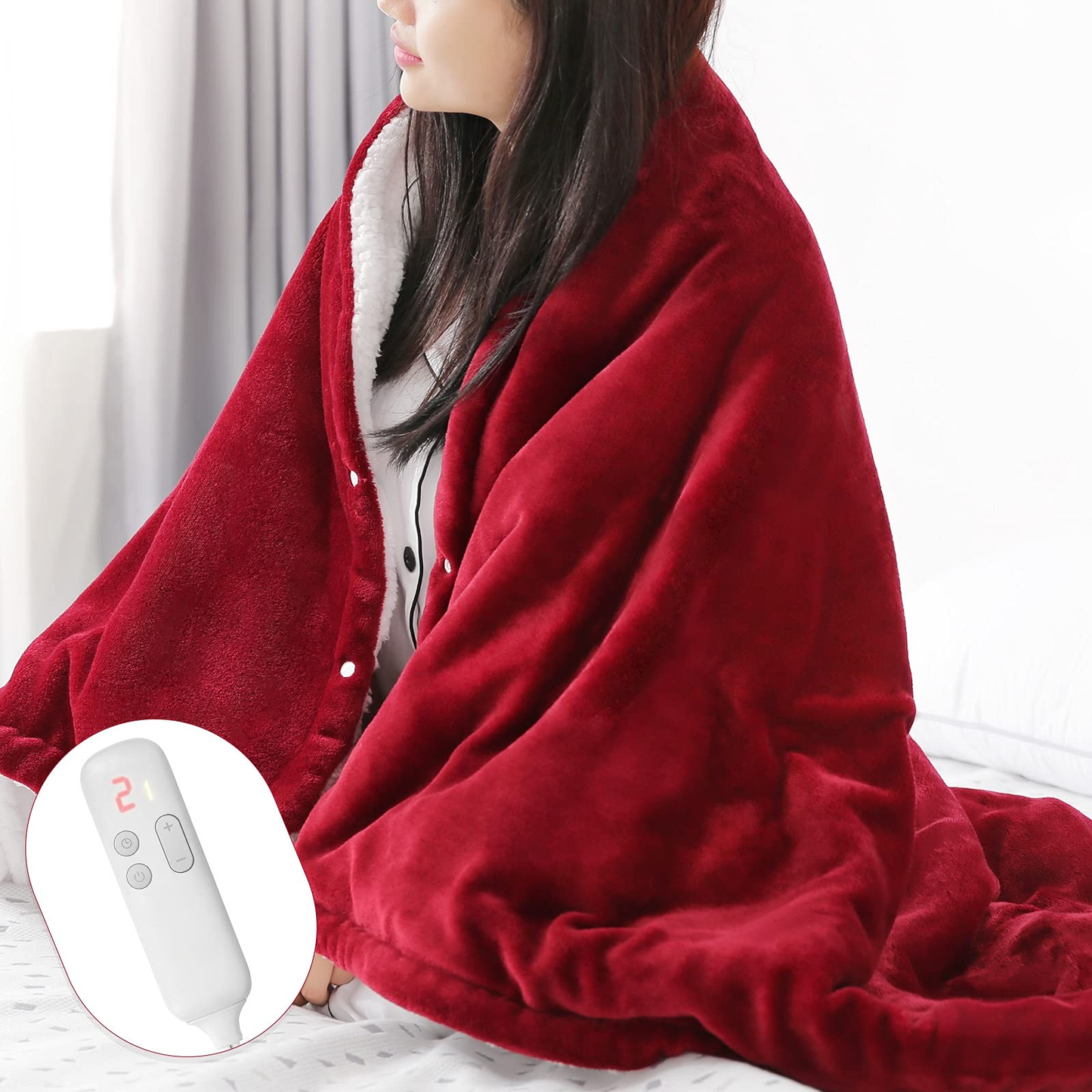 MaxKare Electric Blanket Heated Throw, Blanket 50" x 60", Flannel, Fast Heating, Machine Washable, ETL Certification, with 6 Heating Levels & 5 Hours Auto-Off for Home Office Use