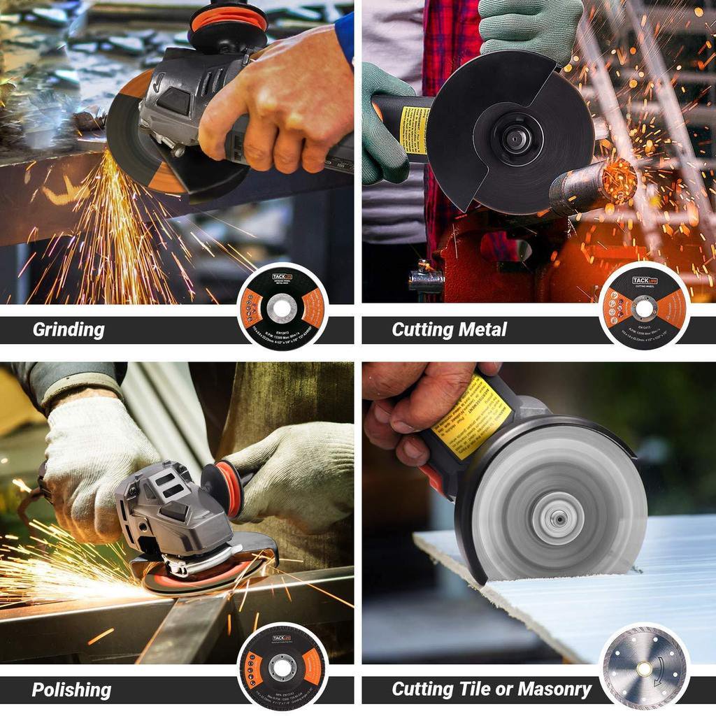 TACKLIFE 8.5Amp Angle Grinder Tool, 4-1/2-inch Angle Grinder 12000RPM, with Anti-Vibration Handle - P9AG115