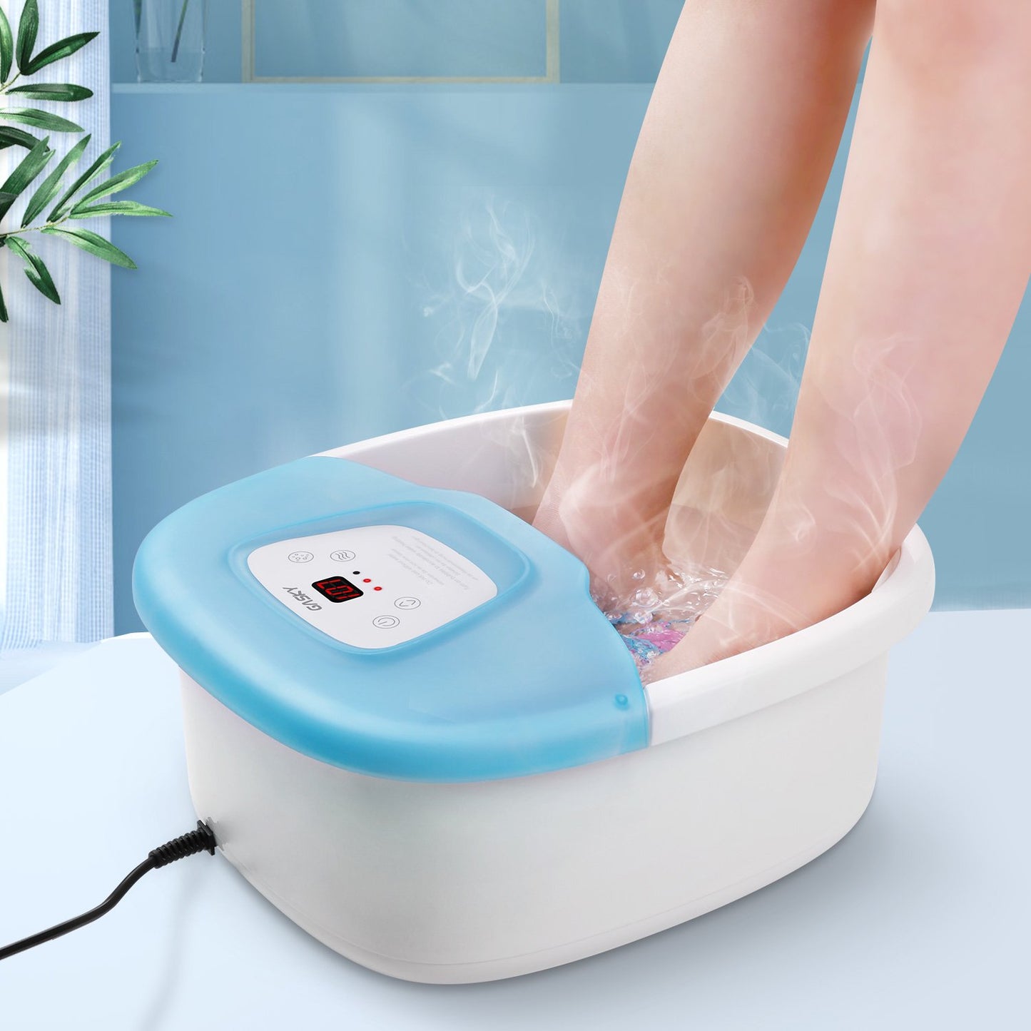 Gasky Foot Bath Massager Adjustable Temperature Foot Soaking Bath Basin with Heat, Vibration, Bubbles and Pedicure Grinding Stone, 16 Shiatsu Masssage Rollers