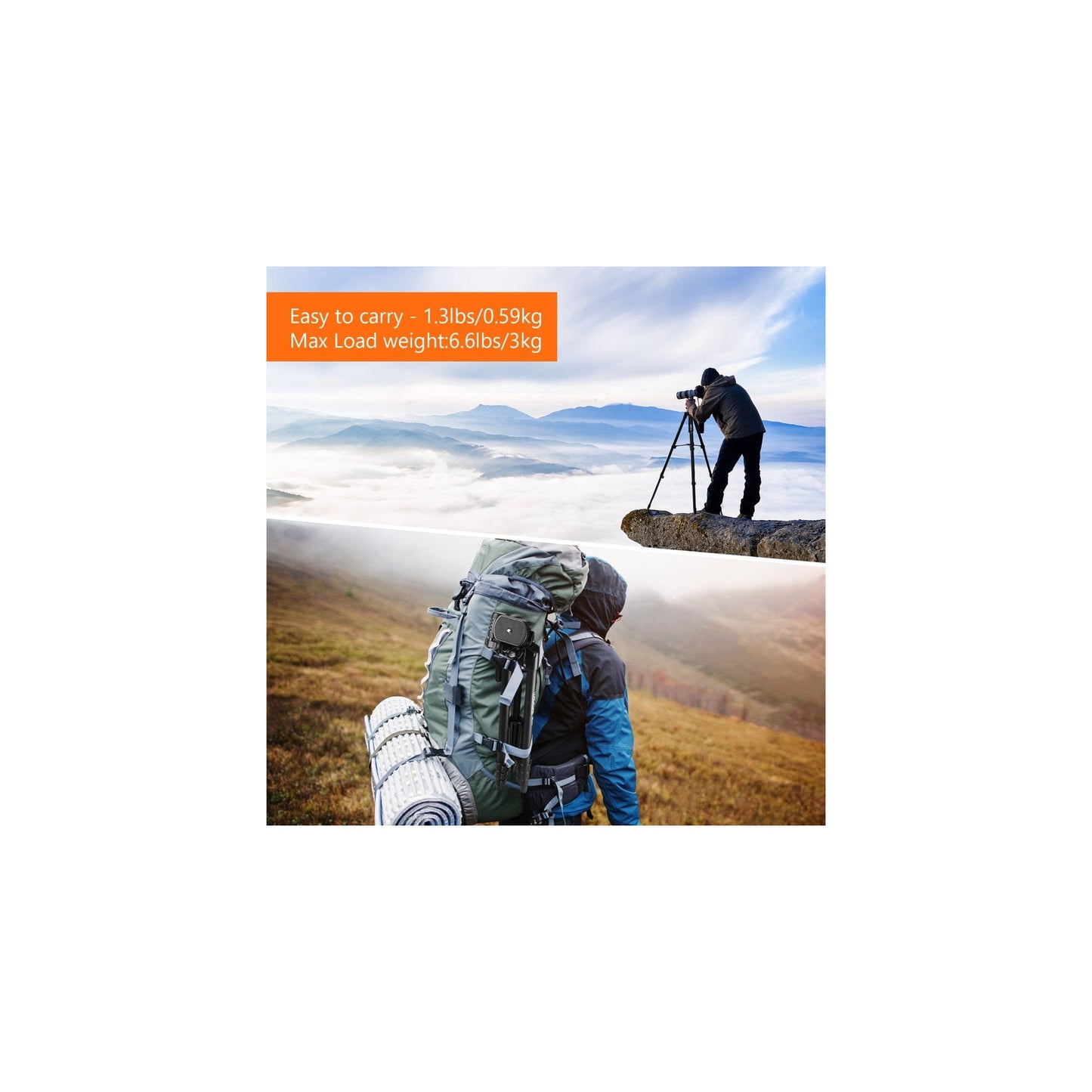TACKLIFE Camera Tripod 55-inch Aluminum Travel /Selfie Phone Lightweight Tripod-MLT01