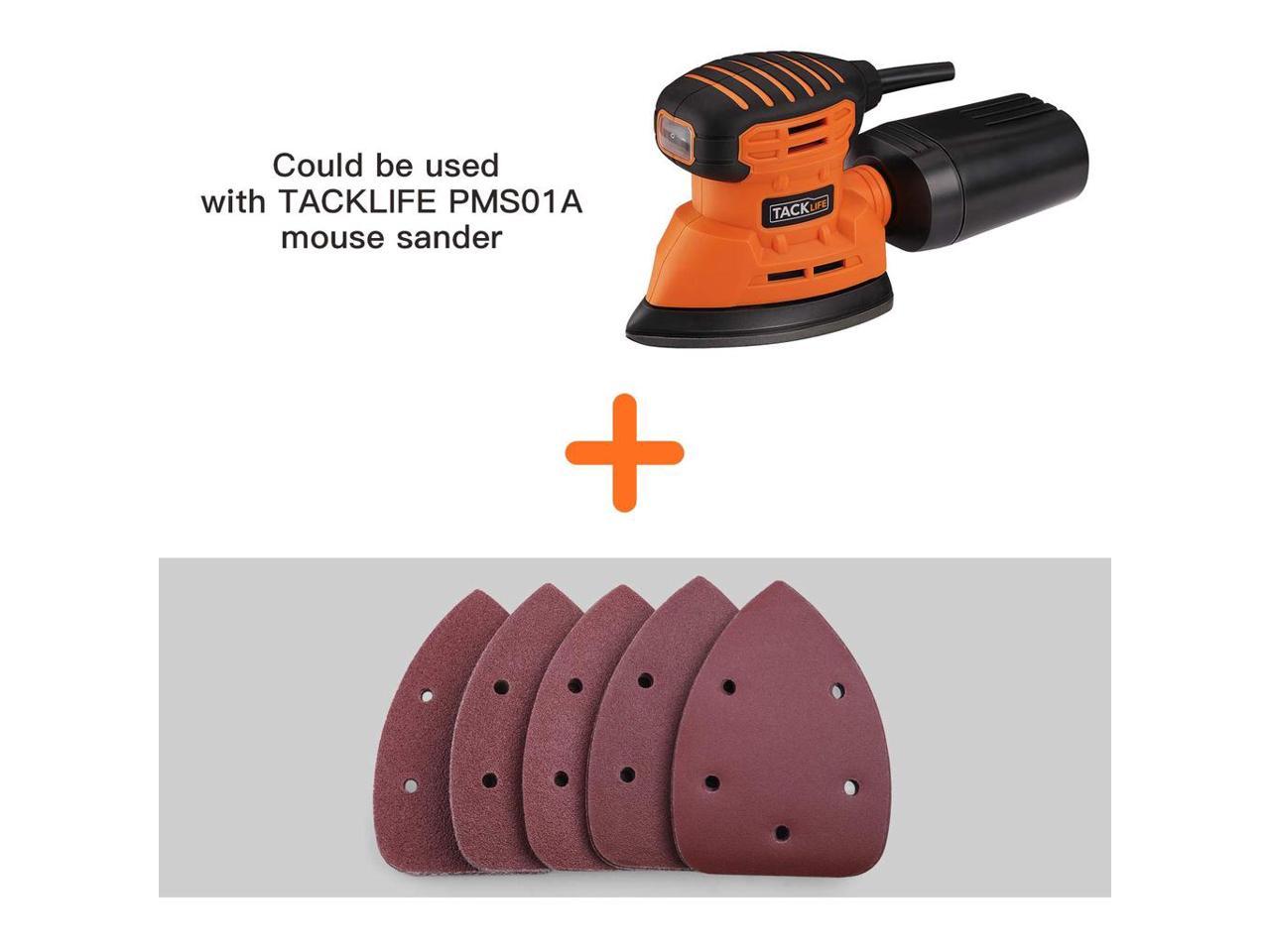 TACKLIFE 50Pcs Mouse Detail Sander Sandpaper 40/60/80/100/240 Grits Hook And Loop Assorted Sanding Paper suitable forTacklife multi-sander PMS02B- ASD2A