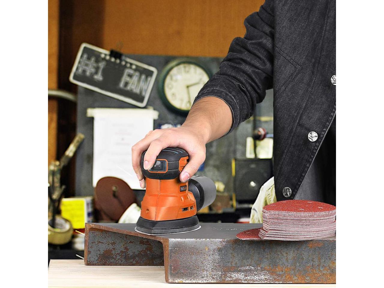 TACKLIFE 50Pcs Mouse Detail Sander Sandpaper 40/60/80/100/240 Grits Hook And Loop Assorted Sanding Paper suitable forTacklife multi-sander PMS02B- ASD2A