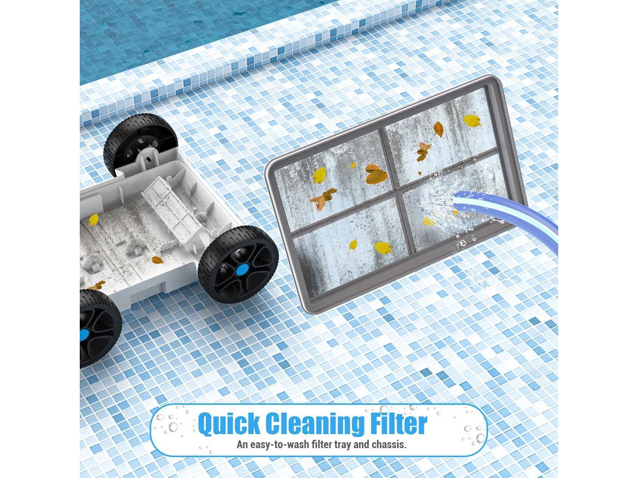 QOMOTOP Cordless Robotic Pool Cleaner, Automatic Pool Vacuum for Above Ground & In Ground Swimming Pools BLUE HJ1103J