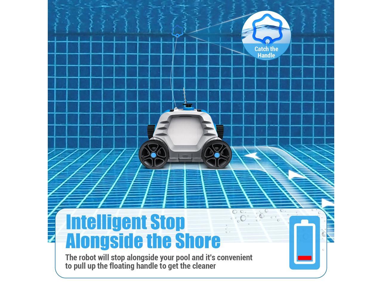 QOMOTOP Cordless Robotic Pool Cleaner, Automatic Pool Vacuum for Above Ground & In Ground Swimming Pools BLUE HJ1103J