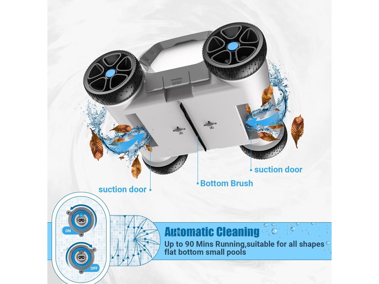 QOMOTOP Cordless Robotic Pool Cleaner, Automatic Pool Vacuum for Above Ground & In Ground Swimming Pools BLUE HJ1103J