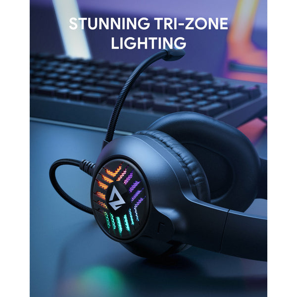 AUKEY GH-X1 RGB Gaming Headset w/Stereo Sound 50MM Drivers Noise Canceling Mic