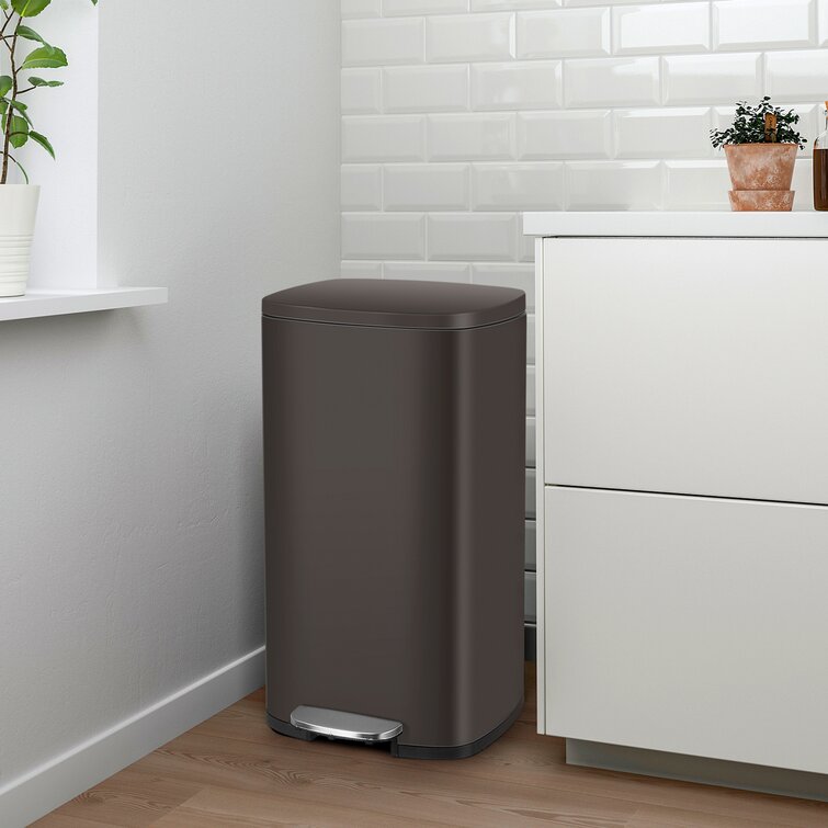 Kitchen Trash Can, 8 Gallon(30L) Fingerprint Proof Stainless Steel Garbage Can With Removable Inner Bucket And Hinged Lids, Pedal Rubbish Bin 13.6Lx9.5Wx25h Inch Home Office
