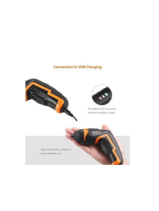 TACKLIFE 3.6V Electric Screwdriver Cordless USB Rechargeable 33pcs Driver Bits LED Light