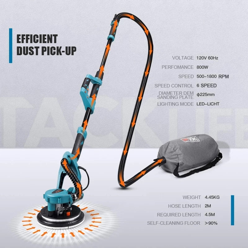 TACKLIFE Electric Drywall Sander, Pole Wall Polisher 225MM With Sanding Accessories, Ideal For Home DIY And Decoration - PDS03A
