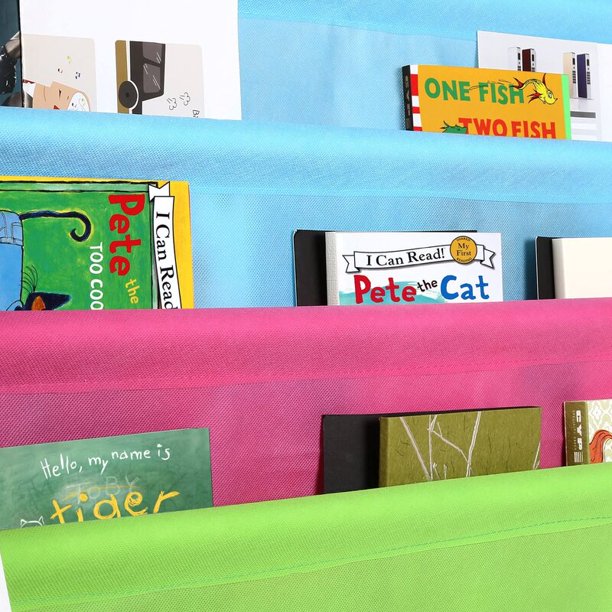 Homfa Kids Bookshelf with Toy Organizers and Storage, Bookcase for Kids Room, Book Rack Non-Woven Fabric with 2 Storage Bin for Toddlers